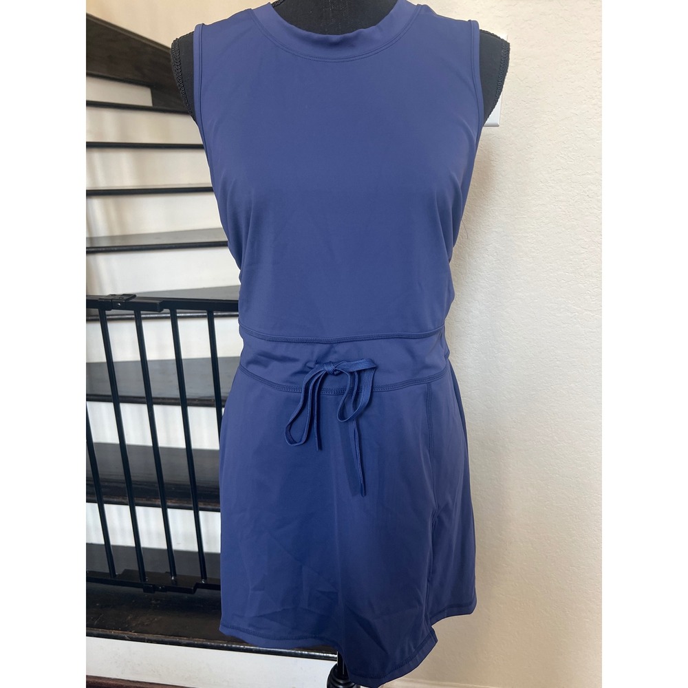 Navy Blue Open Back Athletic Dress